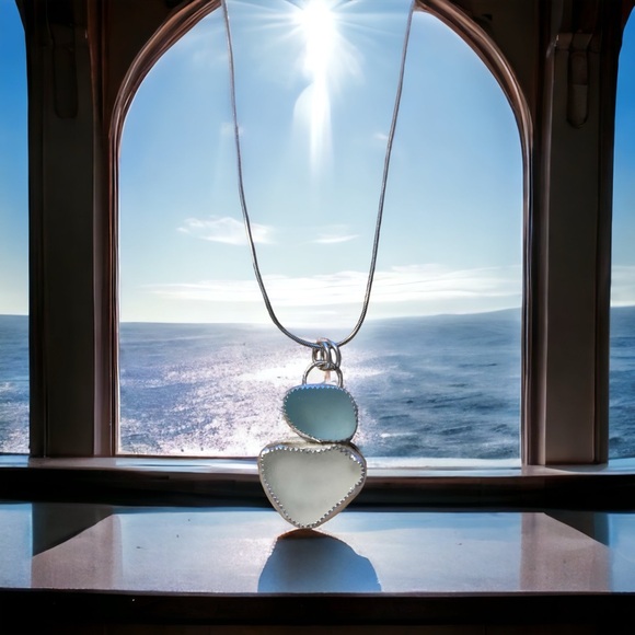 Authentic Caribbean seaglass pendant sterling - Picture 3 of 7